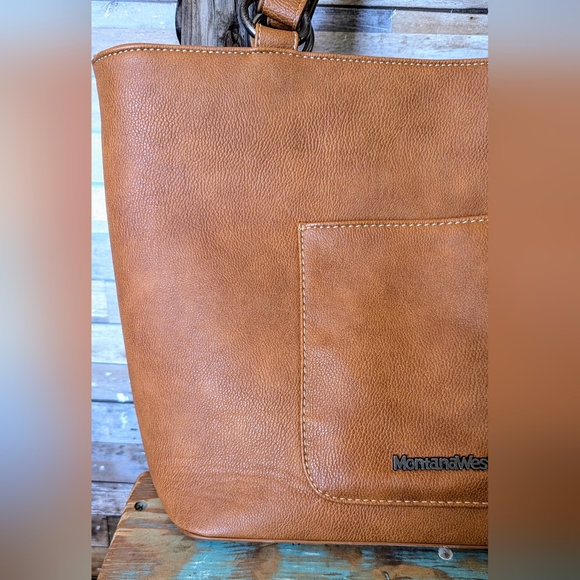 Montana West Embroidered Cross Concho Conceal & Carry Handbag W Studs - Picture 7 of 15